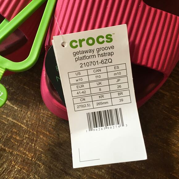 NEW Crocs Getaway Groove Platform H Strap Sandal Womens 10 Dragonfruit Pink Shoe - Picture 5 of 8